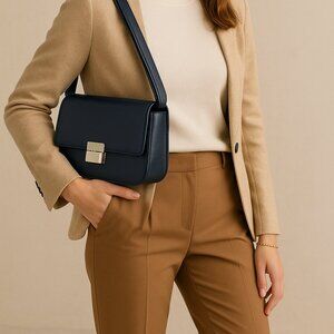 NWT Michael kors quiet designer Shoulder Leather Navy Blue